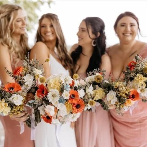 Gorgeous bridal bouquet showcasing a blend of lively and colorful blooms